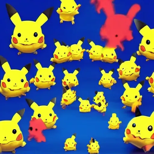 Prompt: five million pikachus attacking the world