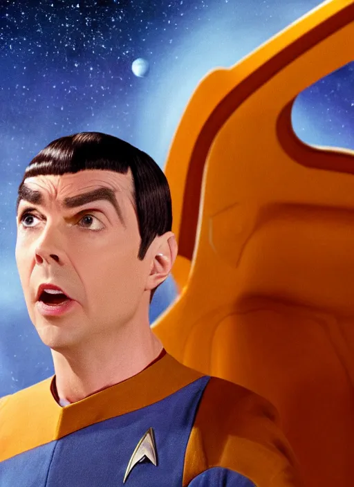 Image similar to film still of Jim Parsons as Spock in Star Trek, 4k