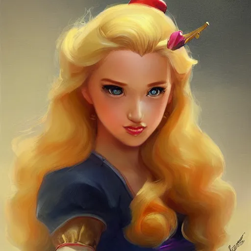 Image similar to cute princess peach as realistic blond human character art portrait, matte fantasy painting, deviantart artstation, by jason felix by steve argyle by tyler jacobson by peter mohrbacher, cinema c 9. 0