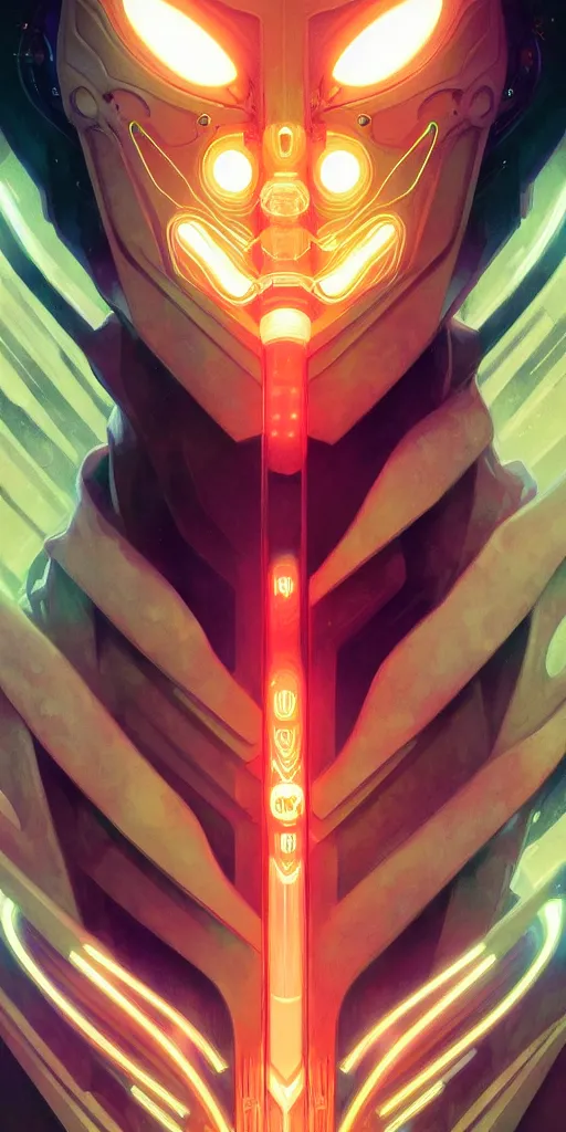 Image similar to symmetry!! portrait of a monster, sci - fi, tech wear, glowing lights!! intricate, elegant, highly detailed, digital painting, artstation, concept art, smooth, sharp focus, illustration, art by artgerm and greg rutkowski and alphonse mucha