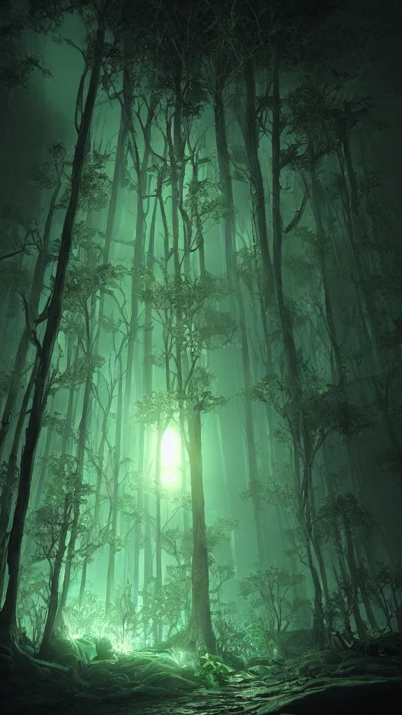 “bioluminescent forest, Artstation HQ, photorealistic, | Stable ...