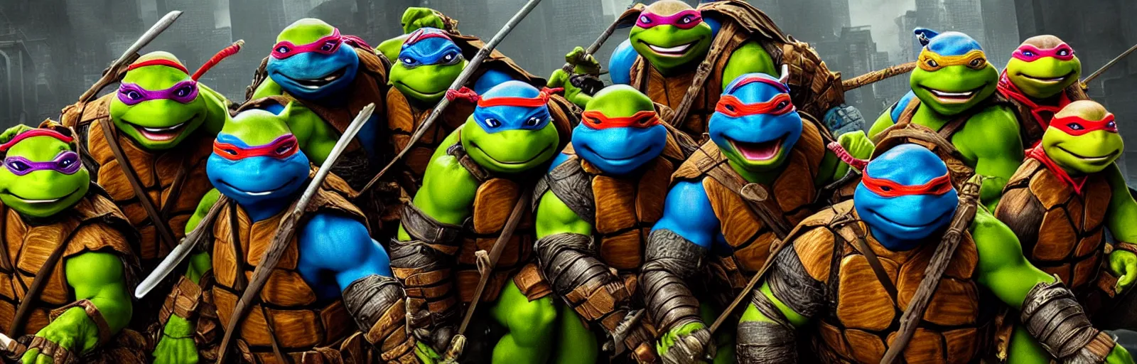 Prompt: ninja turtles movie by rembrandt