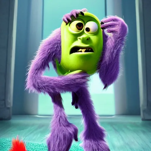 Image similar to Justin Sun as a monster in Monsters Inc by Pixar