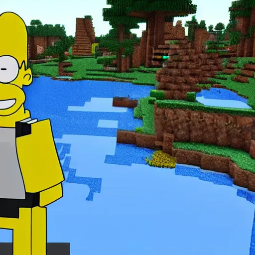 Image similar to homer Simpson in minecraft