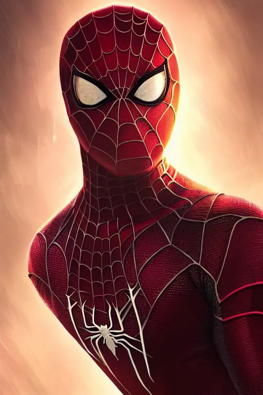 Image similar to majestic and regal portait of asian spiderman, marvel, perfect face, beautiful, intricate, epic, elegant, fantasy, highly detailed, digital painting, hard focus, beautiful volumetric lighting, epic light, ultra detailed, by leesha hannigan, ross tran, thierry doizon, kai carpenter, ignacio fernandez rios