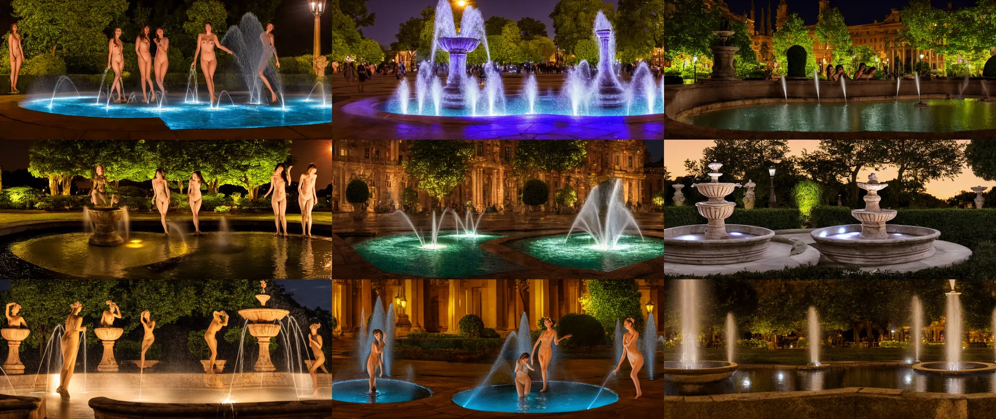 Prompt: 3 nymphs circling a fountain, detailed, 4 k, beautifully lit