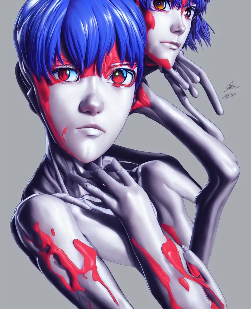 Prompt: neon genesis evangelion, rei ayanami by artgerm and ernt haeckel, trending on artstation