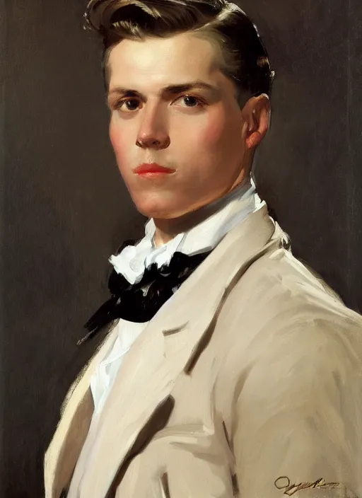 Image similar to closeup portrait of a handsome man, leyendecker : 2 5, john singer sargent : 1 5