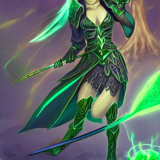 Image similar to illustration of a dark magician wielding an oversized magical staff with green eyes, intricate, elegant, highly detailed, centered, digital painting, artstation, concept art, smooth, sharp focus