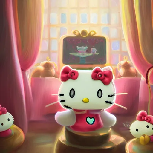 Prompt: backrooms level Hello Kitty stage, digital Painting, ultradetailed, artstation, oil Painting, ultradetailed, artstation