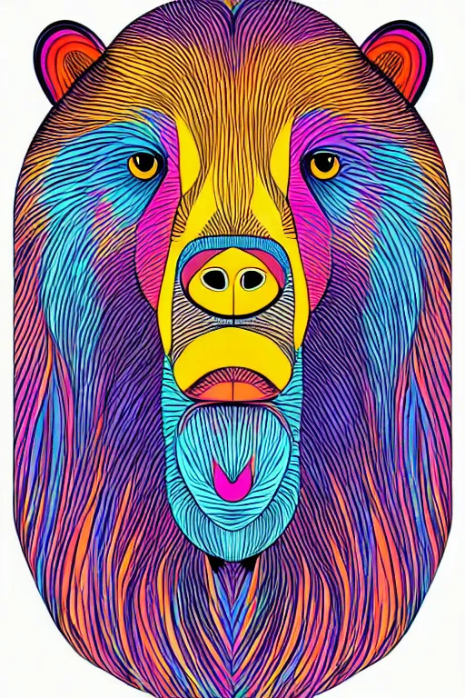 Image similar to minimalist boho style art of a colorful bear, illustration, vector art