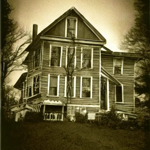 Prompt: scary house, nightmare, vintage photo from the 8 0 s