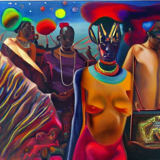 Image similar to If you really love me won't you tell me, then I won't have to be playing around, high quality oil painting afrofuturism, surrealism