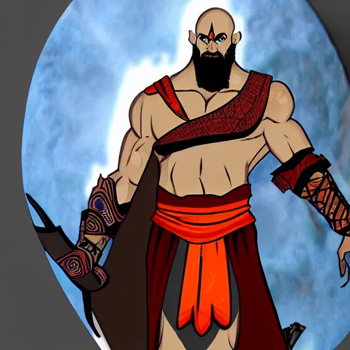 Prompt: kratos in the game hades, still from the game, cel shaded, cartoon style