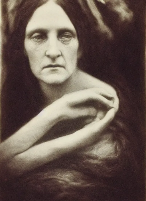 Prompt: beautiful witch circe, art by julia margaret cameron