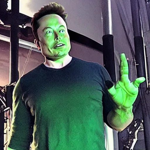 Image similar to elon musk as the incredible hulk