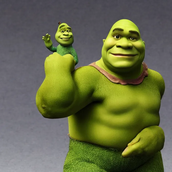 Prompt: Shrek, a GOODSMILE figure of Shrek, figurine, detailed product photo,