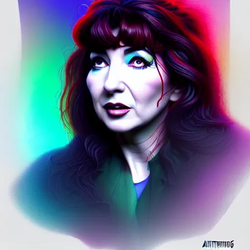 Image similar to richly detailed color illustration of kate bush illustrated by artgerm and mina petrovic and timothy kong and marina federovna. 3 d shadowing