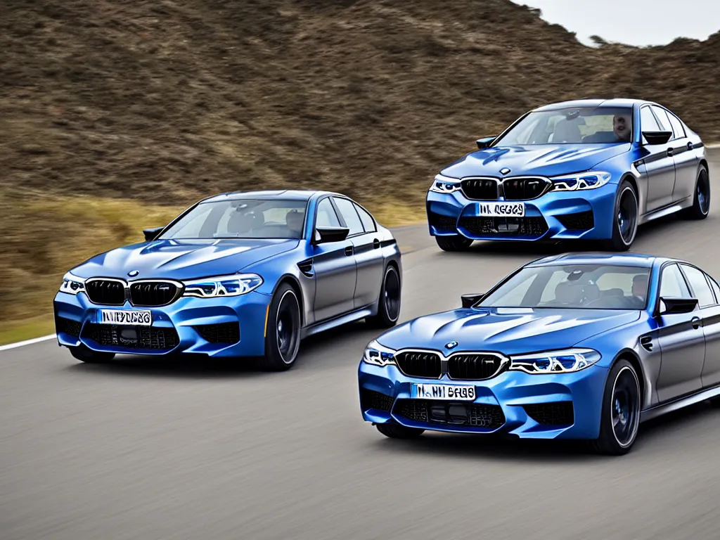 Image similar to “A singular 2018 BMW M5 brochure photo, ultra realistic, HD, 8k”