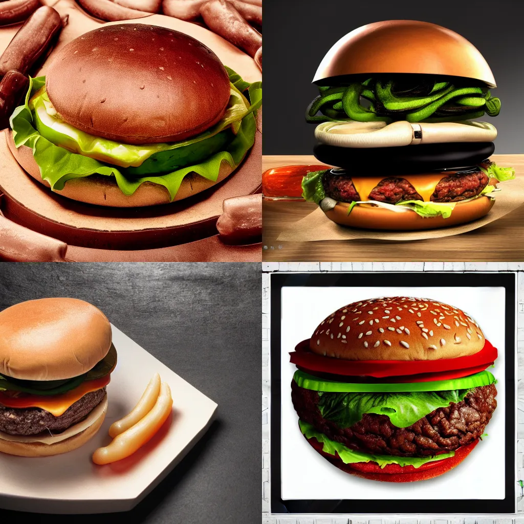 Prompt: hamburger designed by h. r. giger, high quality studio photo 4K