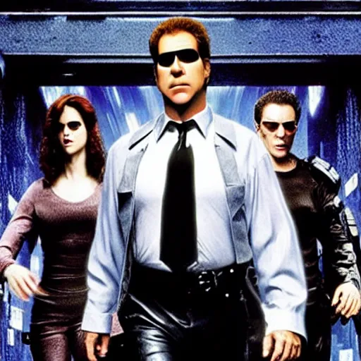 Image similar to will ferrell stars in the matrix : reloaded, directed by the wachowskis, promotional image