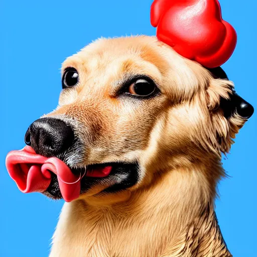 Prompt: photo of a a chicken with the head of a dog