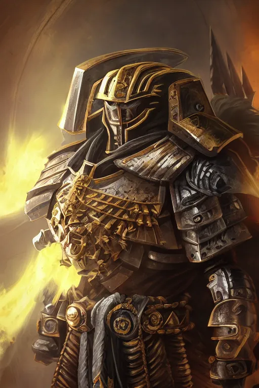 Image similar to armor portrait heros warhammer 4 0 k horus heresy fanart - the primarchs emperor by johannes helgeson animated with vfx concept artist & illustrator global illumination ray tracing hdr fanart arstation zbrush central hardmesh 8 k octane renderer comics stylized