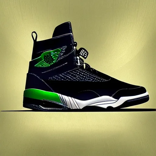 Prompt: “special edition nike air jordan inspired by Master Chief from Halo, product design, profile angle”