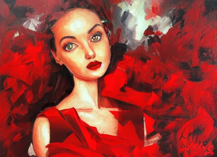 Image similar to inspirational red propaganda beautiful oil painting by Alexander Labas and Tatyana Yablonskaya and Viktor Tsvetkov