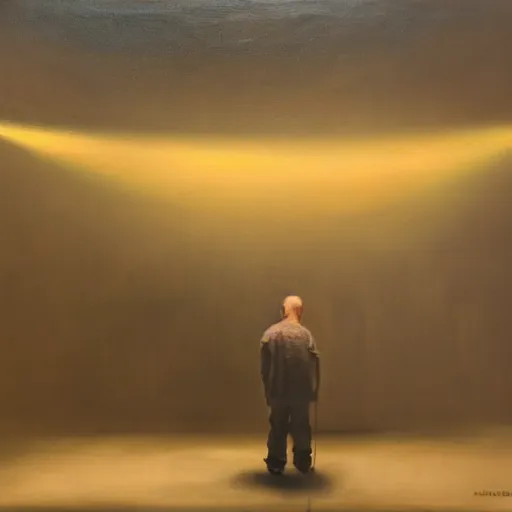 Prompt: Nothing breaks like a man that's seen the other side, oil on canvas, volumetric lighting, cinematic, intricate