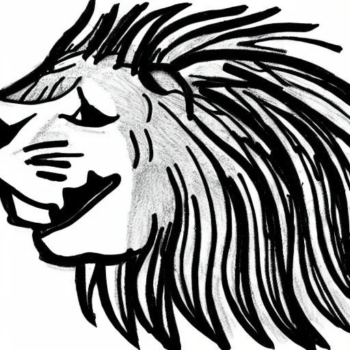 Image similar to A lion drawn in cartoon style, coherent drawing, sharp focus