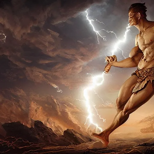 Image similar to benjamin netanyahu as the greek god of lightning, shooting lightning from hands, highly detailed, ultra clear, by artgerm and greg rutkowski