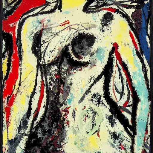 Image similar to photo of young woman by jackson pollock