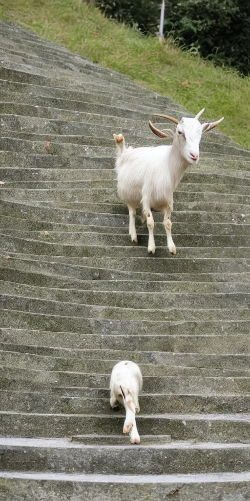 Image similar to goat climbing circular stairs