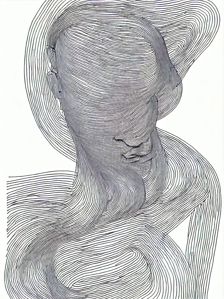 Image similar to wire lineart lines drawing of hermann hesse, bold lines, quick sketch, curves, smooth, spirals, curls, twists, musicality