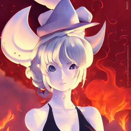 Image similar to portrait of paris arsonist, anime fantasy illustration by tomoyuki yamasaki, kyoto studio, madhouse, ufotable, comixwave films, trending on artstation