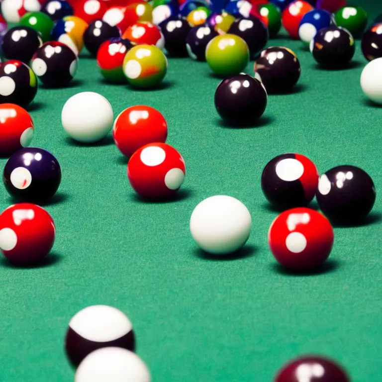 Prompt: close up shot of an 8 ball pool billiards photo 3 5 mm 4 k depth of field