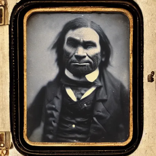 Image similar to 19 century fantasy orc portrait Daguerreotype photography by Louis Daguerre