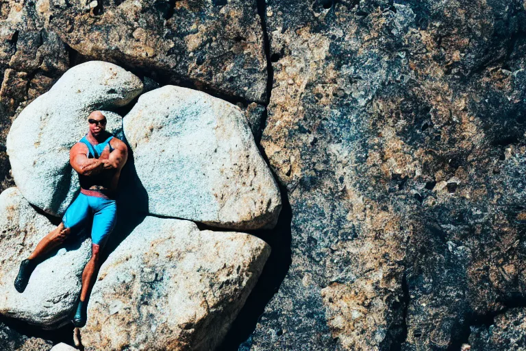 Image similar to film still of the rock in a rock costume, 4 k bokeh