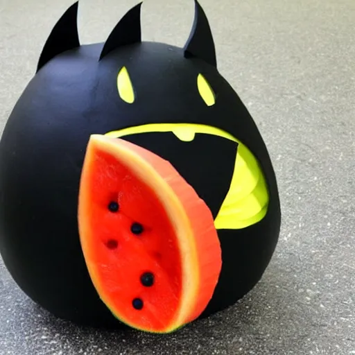 Image similar to batmobile fruit and melon carving