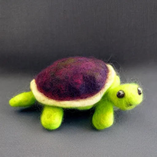 Image similar to a needle felted turtle, needle felting art.