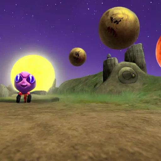 Prompt: majora's mask screenshot but the moon is peter griffin