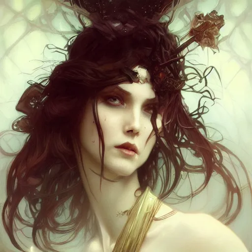 Image similar to death, dark fantasy, intricate, elegant, highly detailed, digital painting, artstation, concept art, wallpaper, smooth, sharp focus, illustration, art by artgerm and greg rutkowski and alphonse mucha