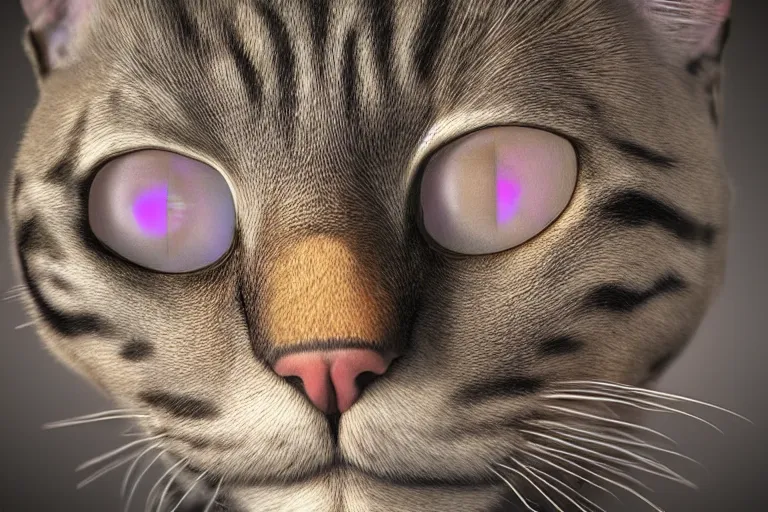 Image similar to An cat made of muscles and flesh, alex grey, ambient light, terror, glows, realistic, photo-realism, hyper realism, picture, detailed, 3D render, scary, distant shot, in the distance,