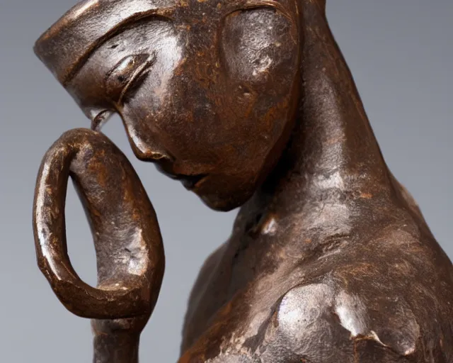 Image similar to detailed stylized bronze sculpture depicting a himba woman