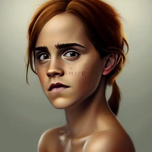 Image similar to Africa, beautiful portrait of a very funny actress Emma Watson whose face is shaped like a ginger red big monkey, face like monkey, Emma Watson actress blended monkey face, ape, powerful, dramatic lighting, intricate, wild, highly detailed, digital painting, cinematic, artstation, concept art, sharp edges and focus, illustration, art by artgerm and greg rutkowski and alphonse mucha