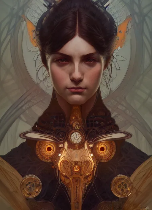 Image similar to symmetry!! portrait of beast, fantasy, steampunk, rust, intricate, highly detailed, digital painting, artstation, concept art, smooth, sharp focus, illustration, art by artgerm and greg rutkowski and alphonse mucha