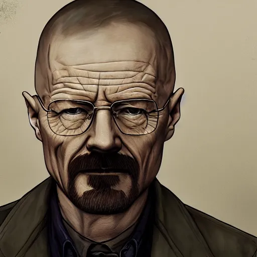 Image similar to Walter White in Disco Elysium (2019), Aleksander Rostov character portrait of Walter White