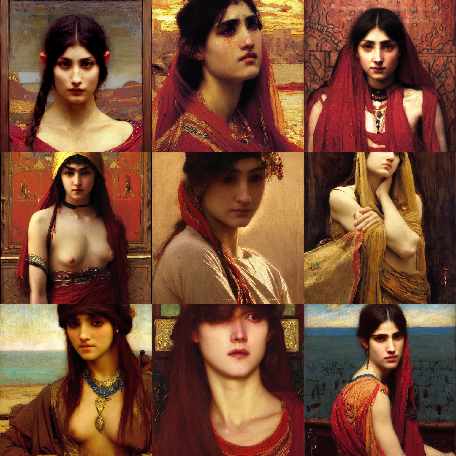 Prompt: blinding victim orientalist intricate portrait by john william waterhouse and Edwin Longsden Long and Theodore Ralli and Nasreddine Dinet, oil on canvas. Cinematic, hyper realism, dramatic lighting, high detail 8k