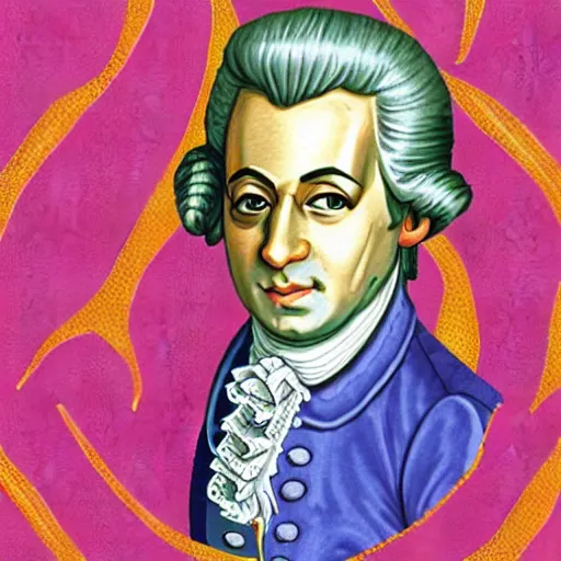 Prompt: original illustration of Mozart by Lisa Frank